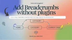 Illustration of breadcrumb navigation trail with pages Home > Category > Current Page, representing how to add breadcrumbs without plugins.